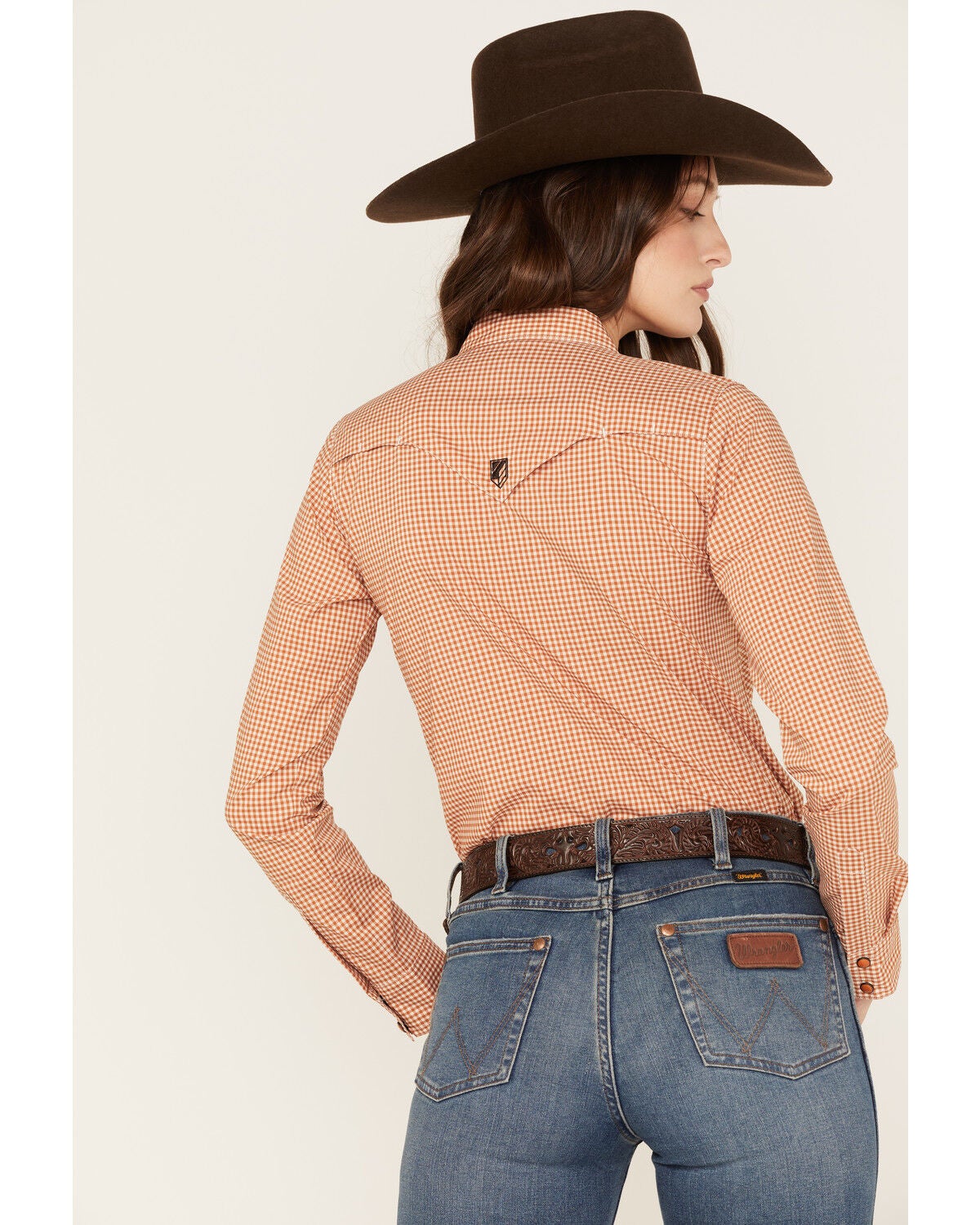 RANK 45® Women's Print Long Sleeve Vented Western Performance Shirt, Pecan
