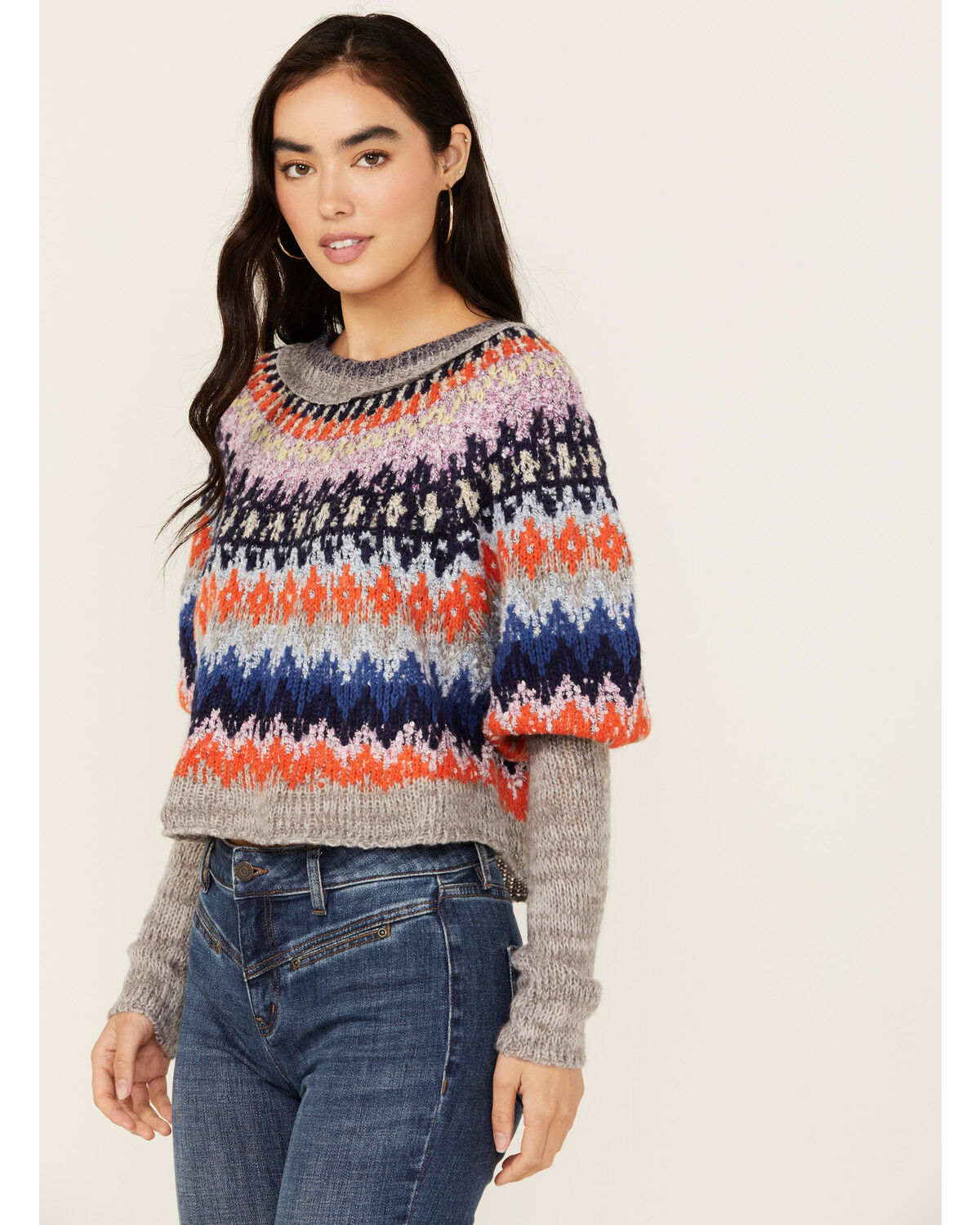 Image #2 - Free People Women's Home For The Holidays Sweater, Grey, hi-res