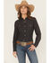 Image #1 - Wrangler Retro Women's Horseshoe Print Long Sleeve Snap Western Shirt, Black, hi-res