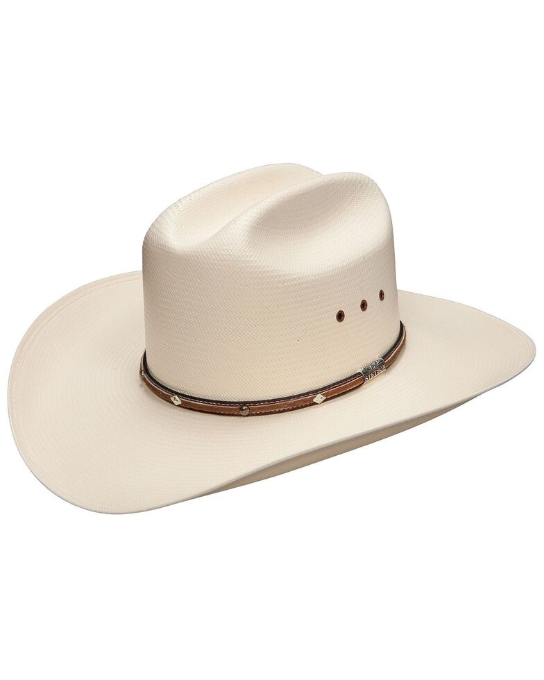 Stetson Men's Angus 10X Shantung Straw Cowboy Hat, Natural, hi-res