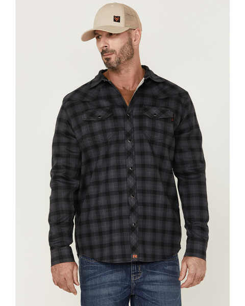 Cody James Men's FR Black Tartan Plaid Long Sleeve Snap Work Shirt , Black, hi-res