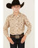 Image #1 - Rock & Roll Denim Boys' Paisley Print Long Sleeve Vintage Pearl Snap Western Shirt, Tan, hi-res