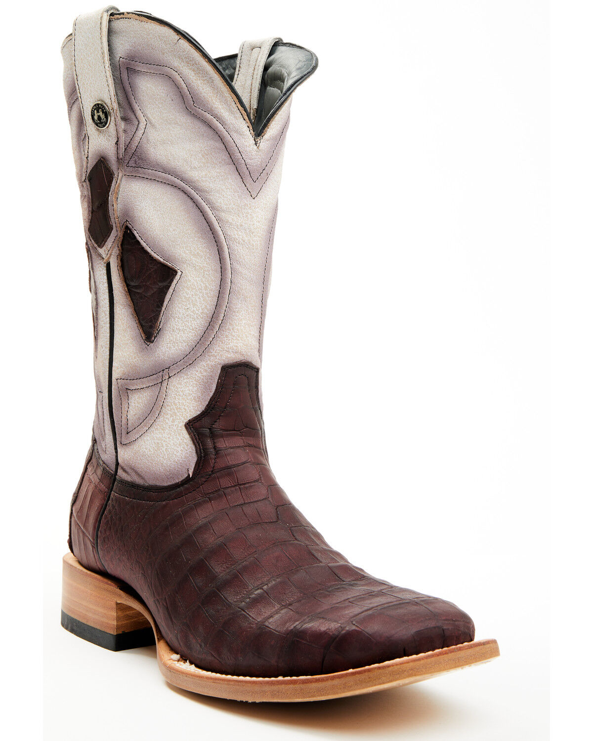 Image #1 - Tanner Mark Men's Exotic Caiman Western Boots - Broad Square Toe, Wine, hi-res