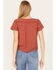 Image #4 - Jolt Women's Button Front Square Neck Peasant Top, Rust Copper, hi-res
