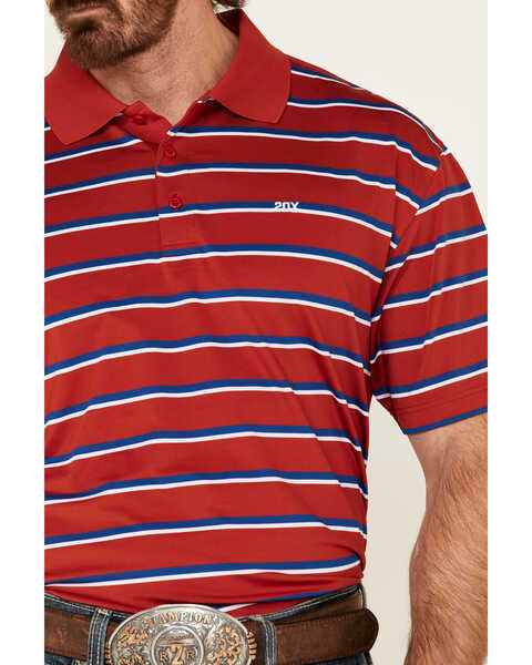 Wrangler 20X Men's Striped Short Sleeve Performance Polo Shirt , Red, hi-res