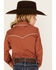 Image #4 - Ely Walker Girls' Floral Embroidered Long Sleeve Pearl Snap Western Shirt, Rust Copper, hi-res