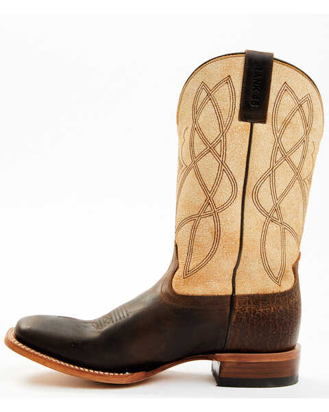 Image #3 - RANK 45® Men's Deuce Western Boots - Broad Square Toe, Cream/brown, hi-res