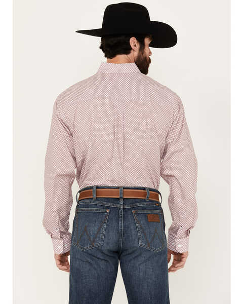 Image #4 - Cinch Men's Geo Print Long Sleeve Button-Down Western Shirt, Pink, hi-res