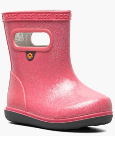 Bogs Little Girls' Skipper II Glitter Rain Boots - Round Toe, Pink, hi-res