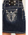 Image #4 - Miss Me Women's Dark Wash Embroidered Pocket Stretch Denim Mini Skirt, Dark Wash, hi-res