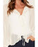 Image #3 - Wild Moss Women's Lace Sheer Long Sleeve Tie-Front Shirt, Ivory, hi-res