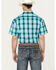 Image #4 - Rock & Roll Denim Men's Plaid Print Short Sleeve Button-Down Stretch Western Shirt, Teal, hi-res
