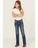 Image #3 - Grace In LA Girls' Paisley Embroidered Medium Wash Bootcut Stretch Denim Jeans, Medium Wash, hi-res