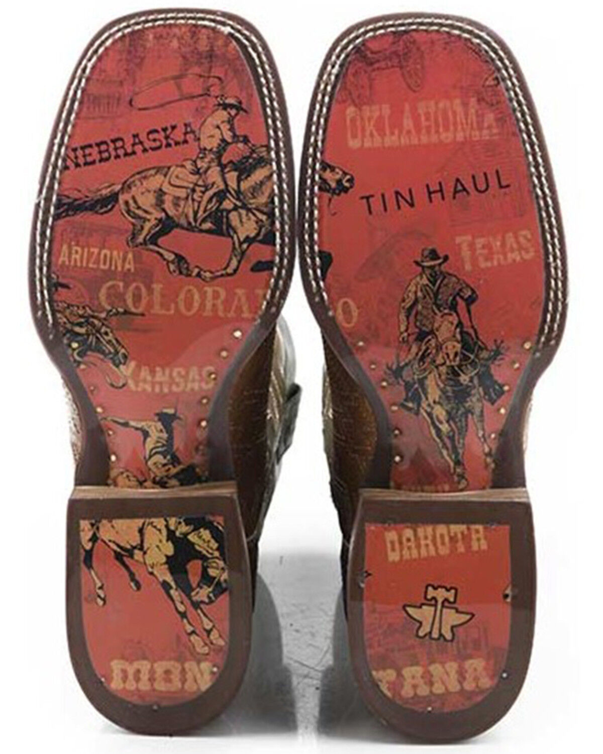 Image #2 - Tin Haul Men's I'm In Stitches Cowboy Heritage Western Boots - Broad Square Toe, Tan, hi-res
