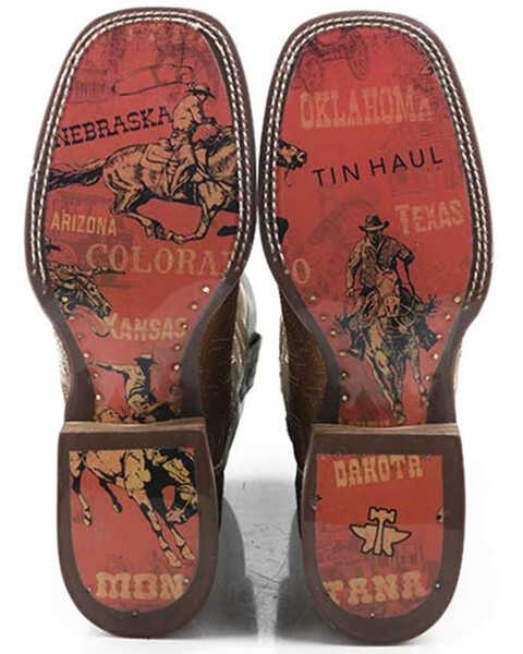 Image #2 - Tin Haul Men's I'm In Stitches Cowboy Heritage Western Boots - Broad Square Toe , Tan, hi-res
