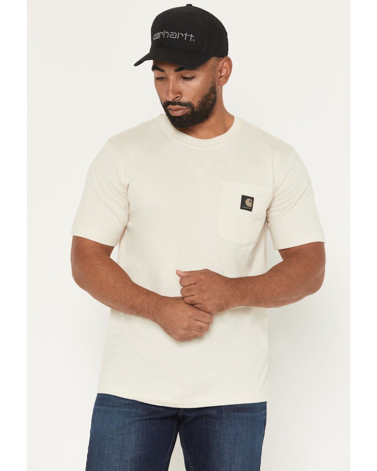 Image #2 - Carhartt Men's Camo Print Logo Relaxed Fit Short Sleeve Pocket T-Shirt, Oatmeal, hi-res