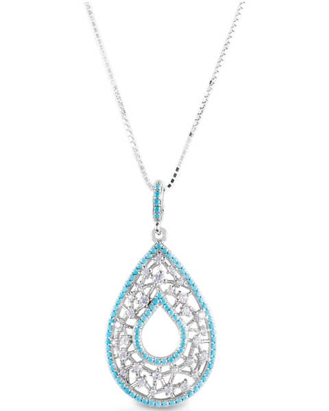 Kelly Herd Women's Silver & Turquoise Teardrop-Shaped Pendant Necklace, Blue, hi-res