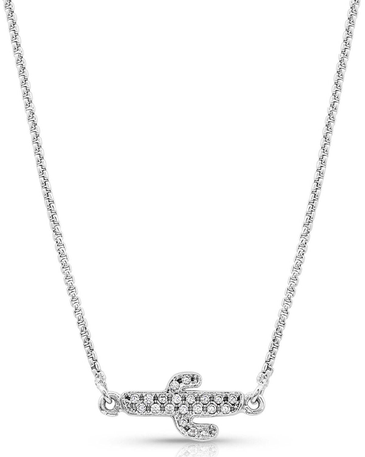 Montana Silversmiths Women's Two Sides To Every Cactus Necklace, Silver, hi-res