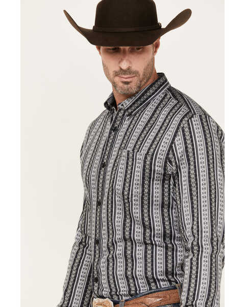 Image #2 - Cody James Men's Wiltern Striped Long Sleeve Button-Down Stretch Western Shirt, Grey, hi-res