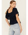 Image #4 - Wild Moss Women's Flutter Sleeve Top, Navy, hi-res