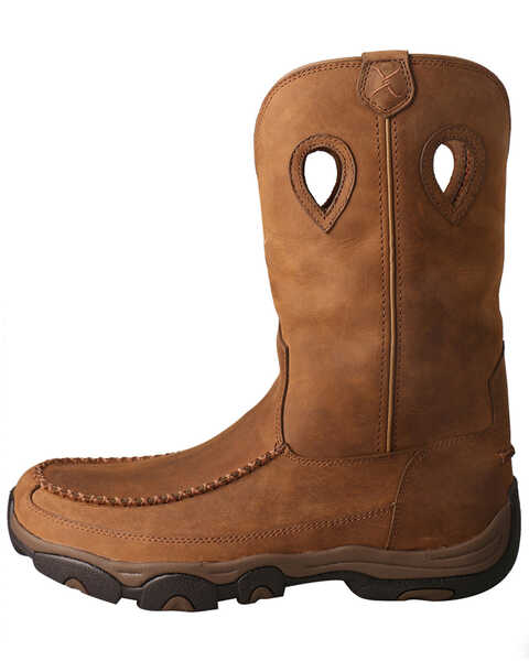 Image #3 - Twisted X Men's 11" Pull On Waterproof Work Boots - Moc Toe, Brown, hi-res