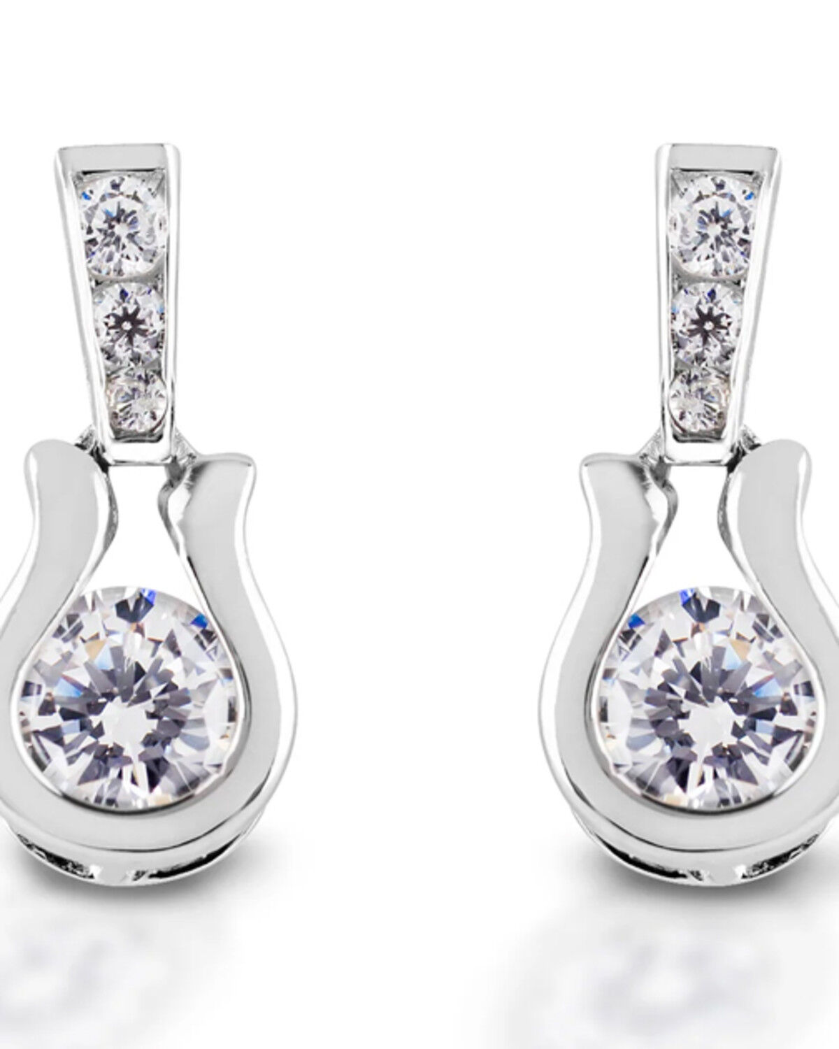 Image #1 - Kelly Herd Women's Silver Horseshoe-Shaped Dangle Earrings, No Color, hi-res
