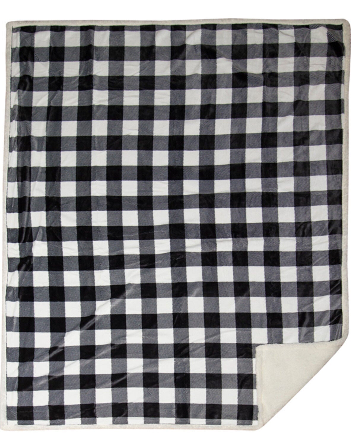 Image #2 - Carstens Home Lumberjack Plaid Sherpa Throw Blanket, White, hi-res