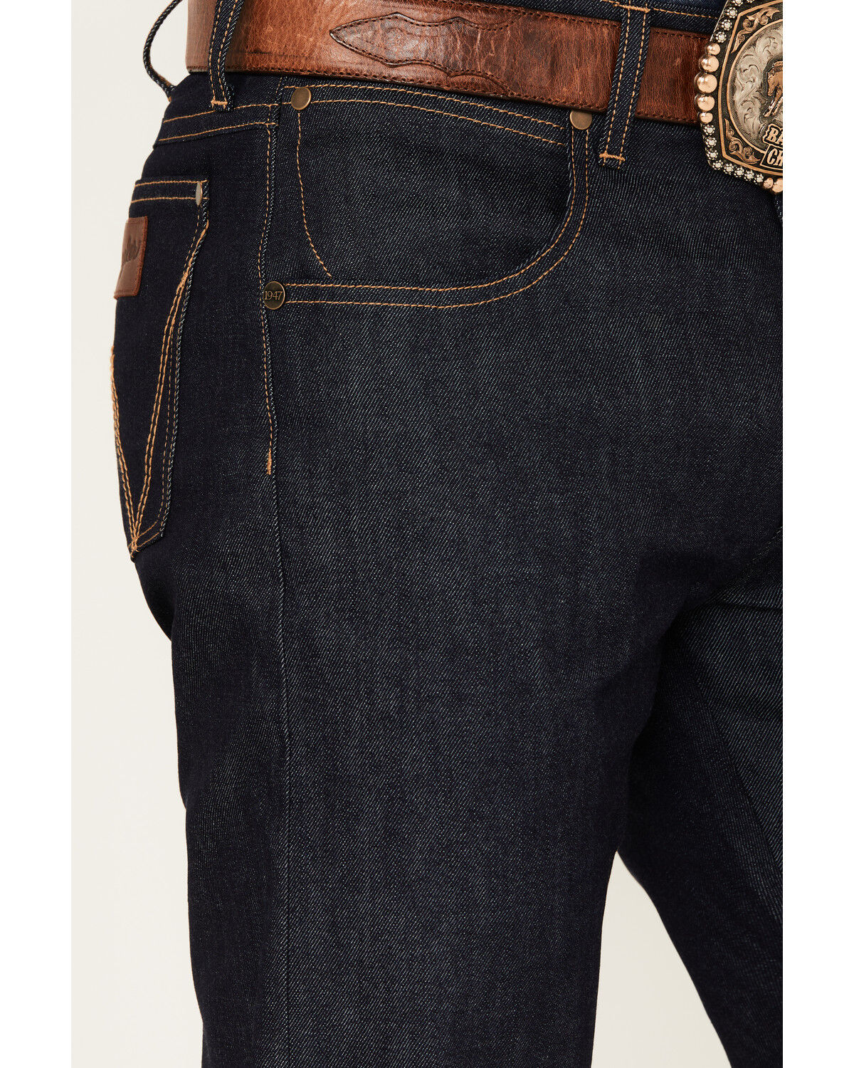 Image #2 - Wrangler Retro Men's Selvedge Dark Wash Slim Straight Stretch Denim Jeans, Dark Wash, hi-res