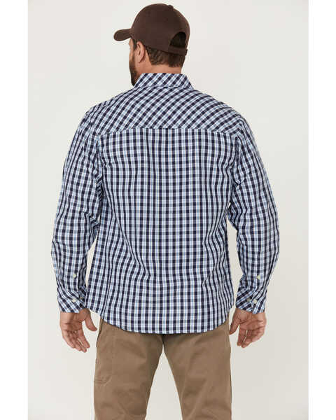 Image #4 - Resistol Men's Haven Small Plaid Print Long Sleeve Button Down Western Shirt , Navy, hi-res