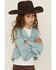 Image #2 - Shyanne Girls' Wrap Bolero Faux Suede Tie-Front Top, Aqua, hi-res