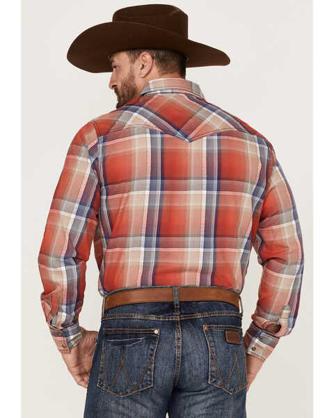 Image #4 - Wrangler Retro Men's Plaid Long Sleeve Snap Western Shirt, Red, hi-res