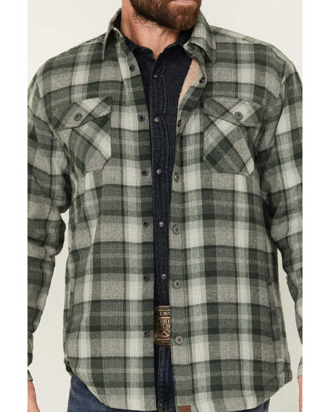 Image #3 - Dakota Grizzly Men's Ivan Plaid Print Sherpa Lined Flannel Shirt Jacket, Green, hi-res