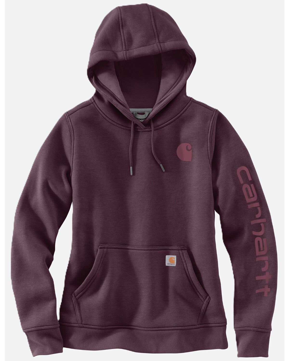Image #1 - Carhartt Women's Iconic Clarksburg Logo Sweatshirt, Cherry, hi-res