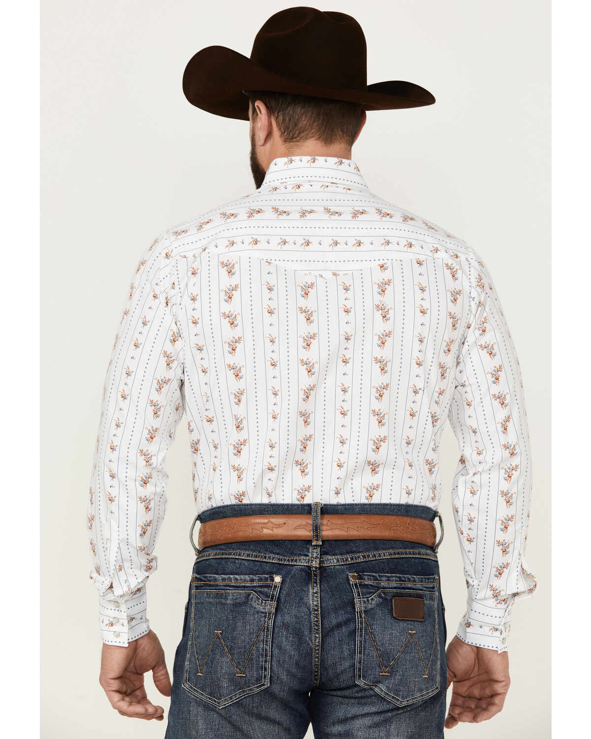 Image #4 - Ely Walker Men's Floral Striped Long Sleeve Pearl Snap Western Shirt, White, hi-res