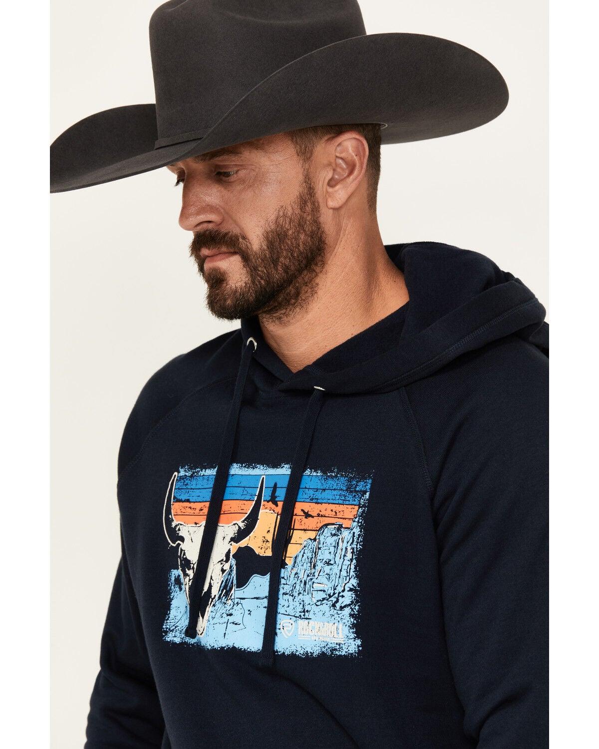 Image #2 - Rock & Roll Denim Men's Long Horn Desert Graphic Hooded Sweatshirt, , hi-res