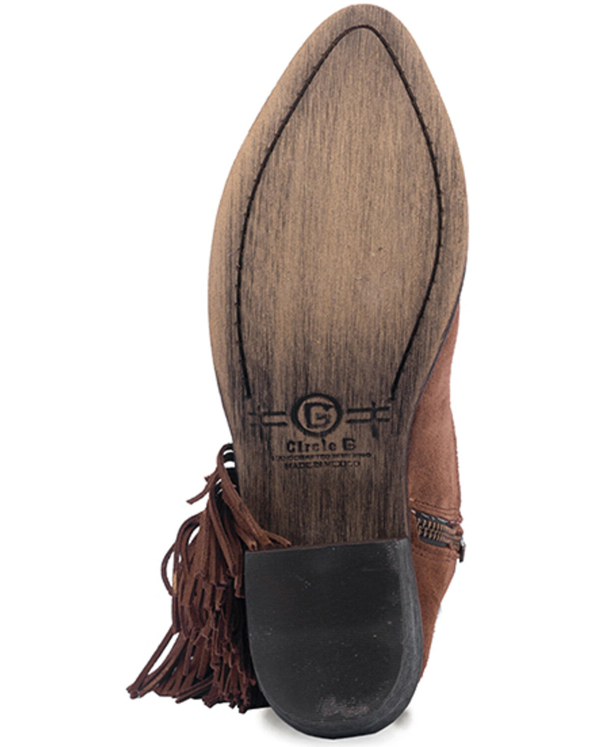 Image #5 - Circle G Women's Studded Suede Fringe Ankle Boots - Round Toe, Brown, hi-res