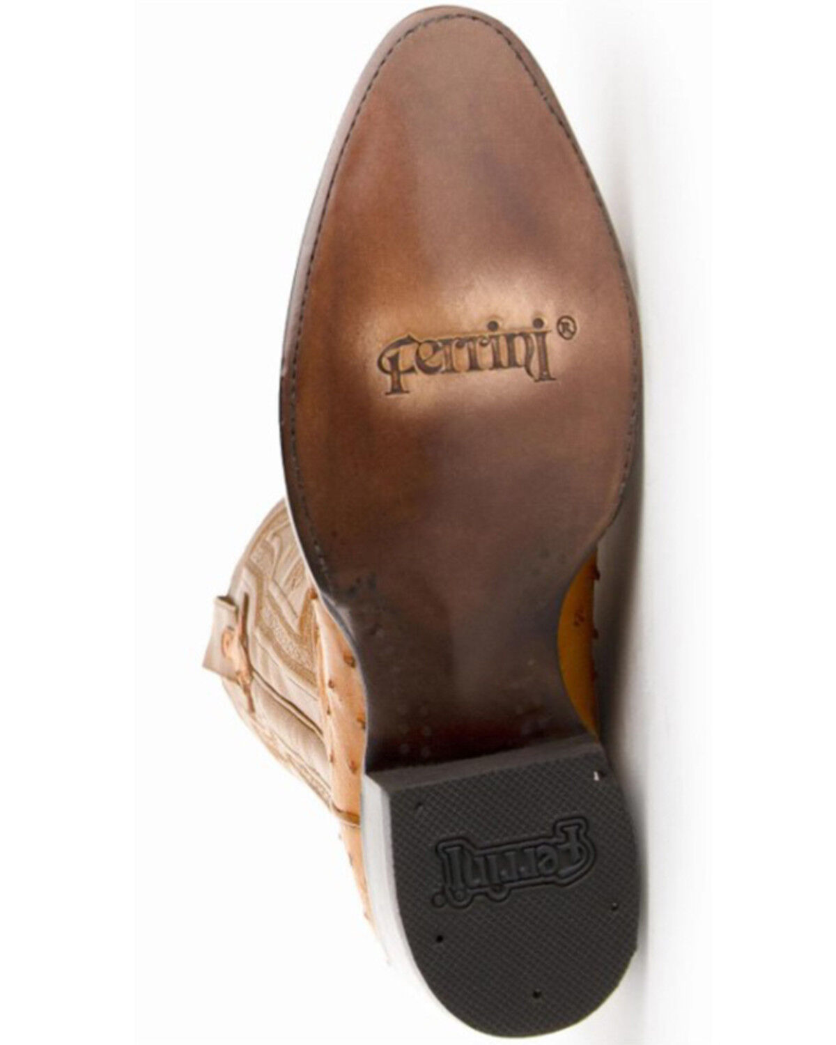 Image #7 - Ferrini Men's Colt Full Quill Ostrich Western Boots - Round Toe, Cognac, hi-res