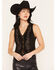 Image #2 - Rock & Roll Denim Women's Microsuede Embroidered Boot Stitch Studded Vest, Black, hi-res