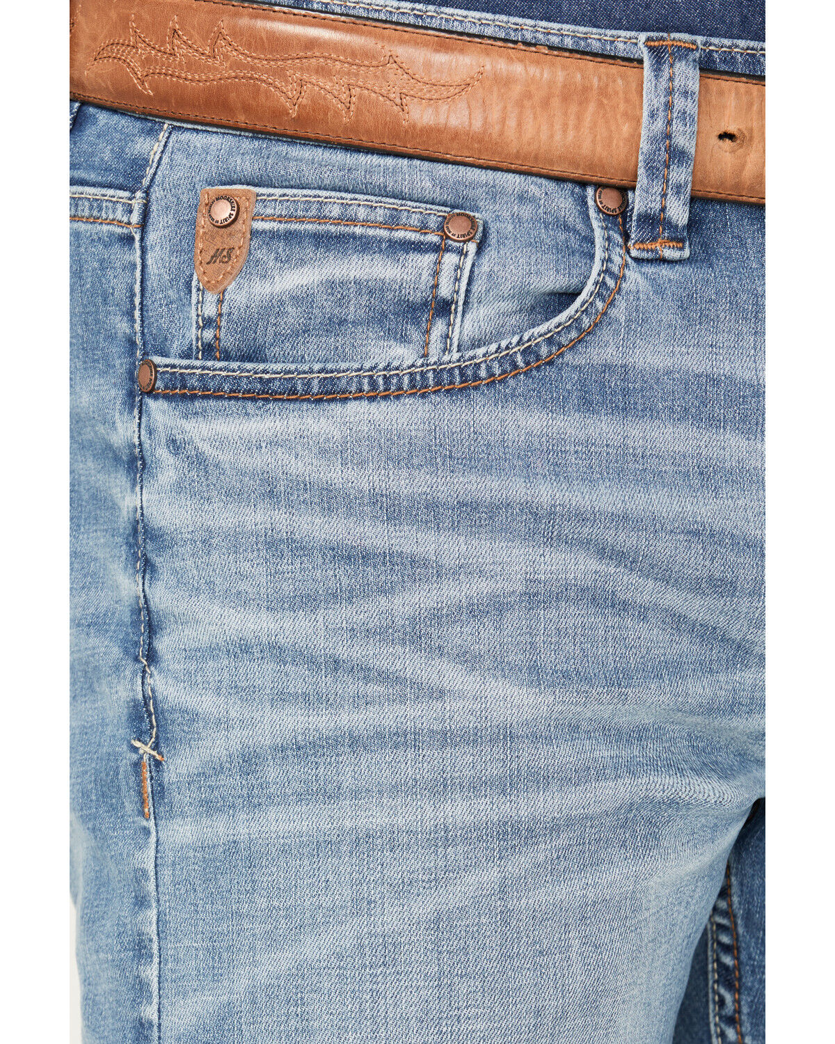 Image #2 - Moonshine Spirit Men's Legend Light Wash Slim Straight Stretch Denim Jeans, Light Wash, hi-res