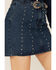Image #3 - Rock & Roll Denim Women's Dark Wash Studded Belted Western Denim Mini Skirt, Blue, hi-res
