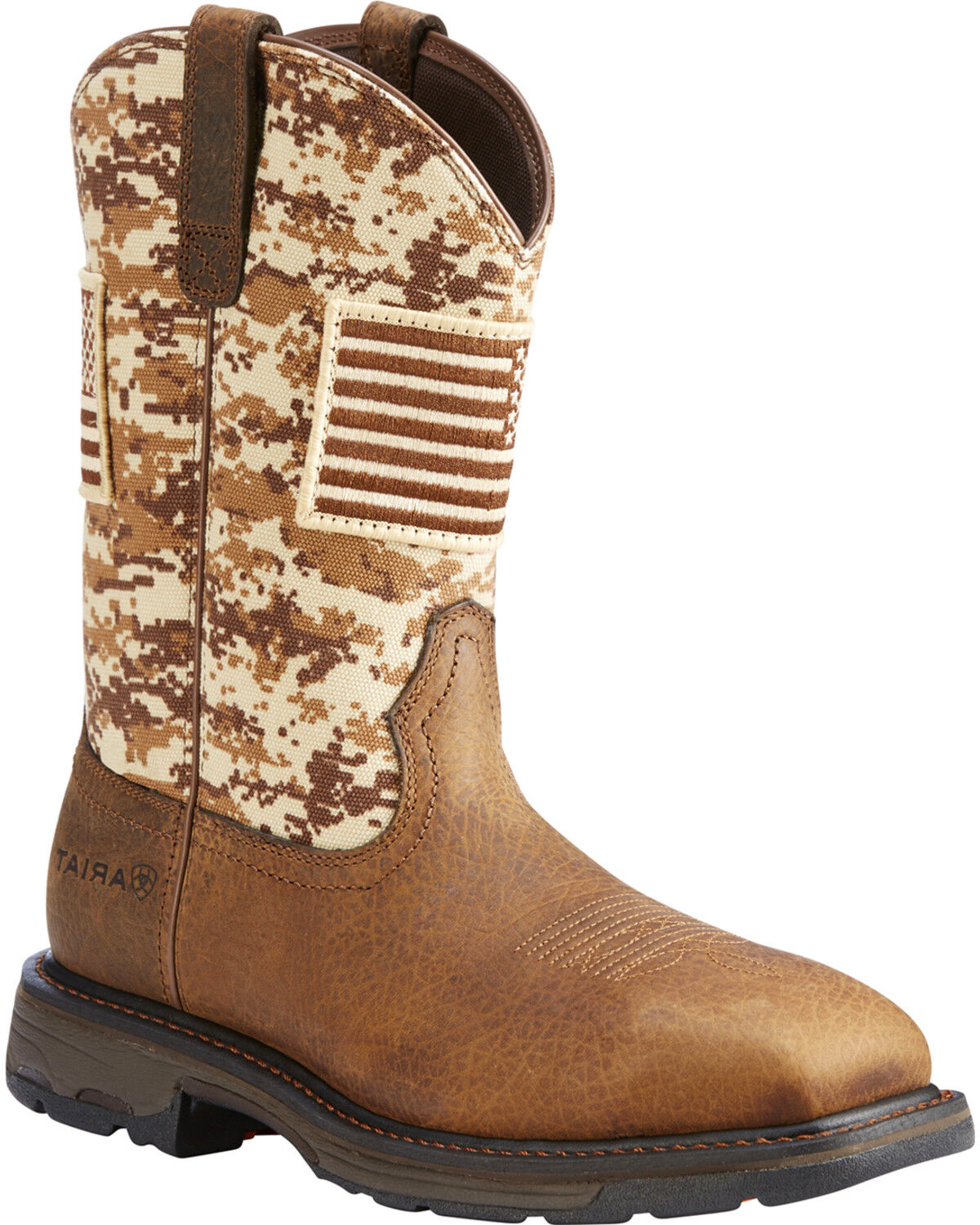 Image #1 - Ariat Men's WorkHog® Patriot Camo Boots - Square Toe, Sand, hi-res
