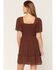 Image #4 - Wild Moss Women's Crochet Inset Mini Dress, Brown, hi-res