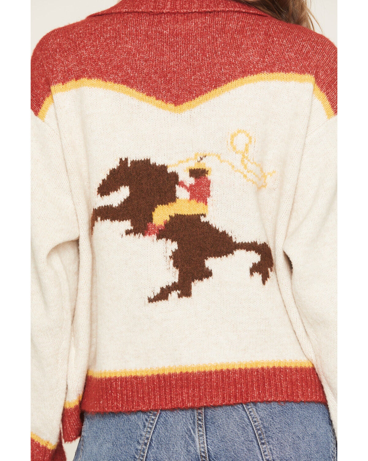 Image #3 - Bailey Rose Women's Cowboy Sweater, Oatmeal, hi-res