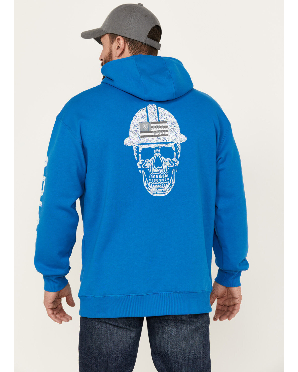 Image #4 - Ariat Men's Rebar Roughneck Pullover Hooded Sweatshirt, Blue, hi-res