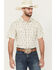 Image #1 - Gibson Trading Co Men's Flower Field Floral Stripe Short Sleeve Snap Stretch Western Shirt, Ivory, hi-res