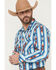 Image #2 - Rock & Roll Denim Men's Southwestern Striped Long Sleeve Snap Stretch Western Shirt, Blue, hi-res