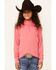 Image #1 - Ariat Girls' Dot Print Sunstopper 2.0 1/4 Zip Baselayer , Pink, hi-res