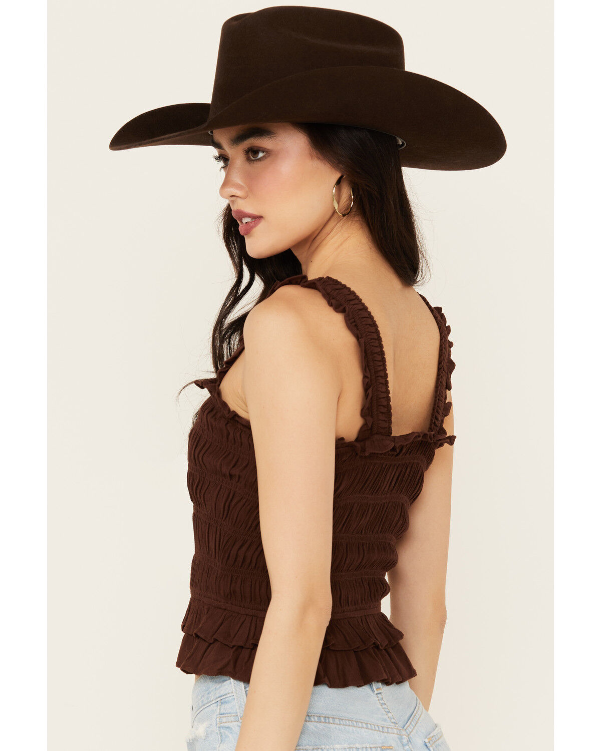 Image #4 - Shyanne Women's Smocked Tank Top, Dark Brown, hi-res