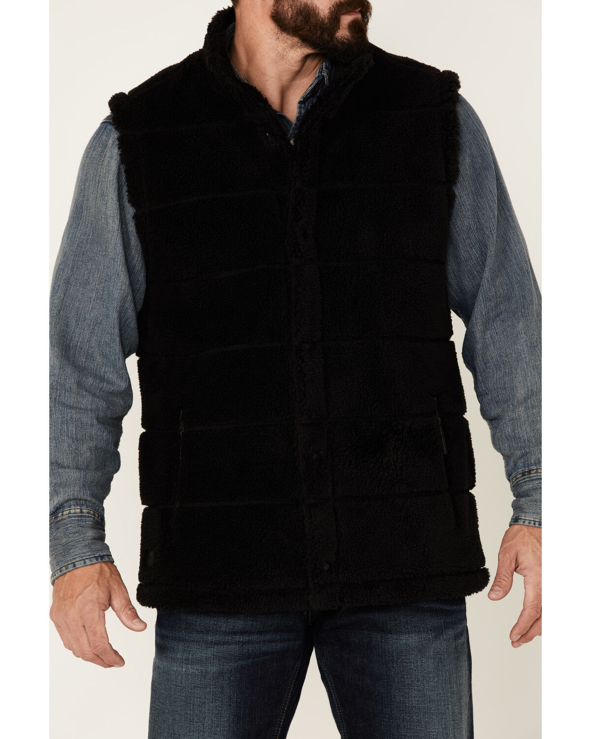 Image #3 - Cody James Men's Mesa Quilted Snap-Front Sherpa Vest, Black, hi-res