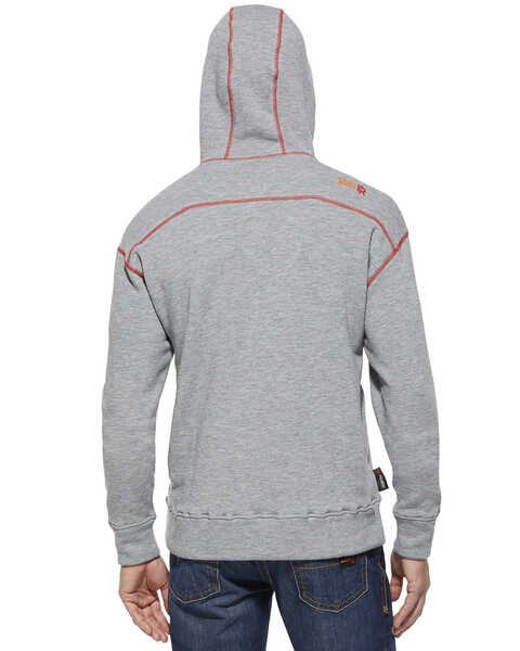 Ariat Men's Flame Resistant Polartec Grey Work Hooded Sweatshirt - Big and Tall, Hthr Grey, hi-res